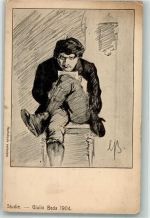 sign. Beda Giulio Studie 1904 Künstler Gebrauchsspuren