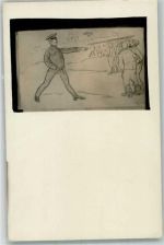 Fliegerhorst handgemalt und abfotografiert Militär Humor WK I