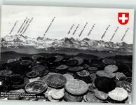 Berge Schweiz Wappen Geld auf AK