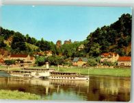O8324 Rathen Kurort , Sachs Dresden m.Blick z. Talwächterz. Lokomotive u. Z. Lamm Raddampfer