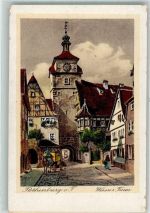 W8803 Rothenburg ob der Tauber Weisser Turm Postkutsche Künstlerkarte
