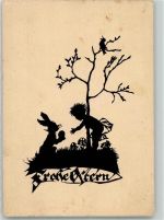 Nr. IV Ostern Engel Hase Plischke, G. Künstlerkarte