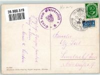 Bayer in Lederhose schwitzt vom saufen Verlag Lengauer Nr. 3062 Hüttenstempel Oktoberfest Notopfermarke Trinker Künstlerkarte