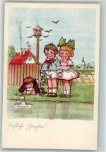 Kinder Taubenschlag Storch Pfingsten