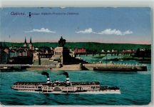 W5400 Koblenz am Rhein Deutsches Eck Denkmal Kaiser Wilhelm Provinzial Raddampfer Rheinschiff 1916
