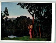 Walter Einbeck : Mystische Stunde Mann mit einer Leier am See Kunstgeschichte München Künstlerkarte