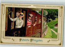 Ausflug mit der Eisenbahn Verlag Erika 4134 Pfingsten 1911 Prägedruck