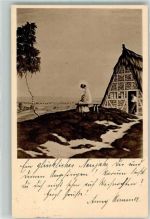 sign. Franke Hans Madonna auf der Heide Heilige Künstlerkarte