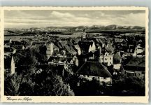 88239 W7988 Wangen im Allgäu - Panorama des Ortes mit Kirche St. Martin und Alpenpanorama