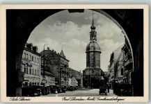01814 O8320 Bad Schandau - Markt Gambinustorbogen Amtsgericht Oldtimer