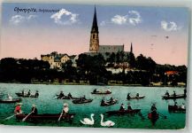 09111 O9000 Chemnitz , Sachs 1916 - Kirche Schlossteich Ruderboote