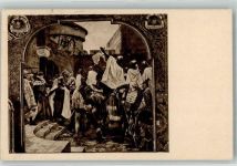 sign. Janssen Peter Kaiser Friedrich II. entläßt n. Preußen ziehende Deutsche Ordensritter Ritter Künstlerkarte