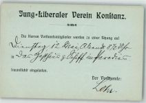 78462 W7750 Konstanz 1903 - Jung-Liberaler Verein Einladung