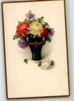 Zimmerschmuck Serie 2132 Chrysanthemen Vase Meissner & Buch