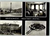 Broumov Braunau Foto AK Hotel Mestsky Denkmal Säule