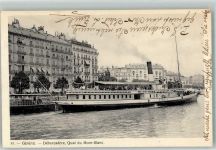 Genève Genf Dampfer Geneve Anlegestelle Quai du Mont Blanc Raddampfer 1907