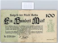 Notgeld 100 Mark , Gotha Geld auf AK