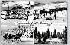 59955 W5788 Züschen , Westf - Winter- Karte, Kirche, Ortsansicht