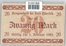 Notgeld 20 Mark , Elberfeld Geld auf AK