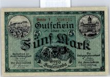 Notgeld 5 Mark , Zeulenroda Geld auf AK