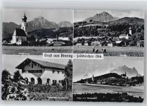 83404 W8229 Ainring - Kirche, Ortsansicht, Polizeischule, Högl mit Watzmann