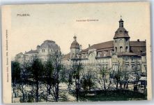 Plzen Pilsen Lithographie Deutsches Gymnasium