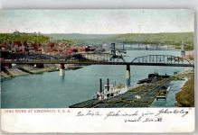 Cincinnati 1906 Lithographie Ohio River Schiff