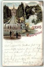 34117 W3500 Wilhelmshöhe 1898 Lithographie Wasserfall Cascaden