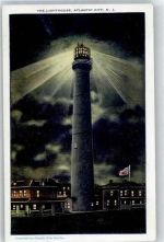 Atlantic City Lithographie / Mondschein Leuchtturm