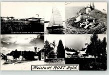 7071 Rust Collage See-Strandbad Segelboot Storchennest Brunnen Kirche