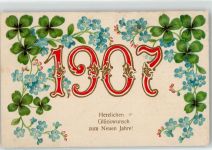 1907 Vergissmeinnicht Kleeblatt Jahreszahl Prägedruck
