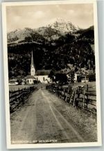 83727 W8163 Bayrischzell 1934 Foto AK mit Pfarrkirche St. Margareth und Wendelstein