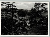 91286 W8571 Obertrubach - Panorama des Ortes mit der Pfarrkirche St. Laurentius und Friedhof