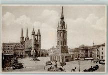 O4002 Halle Saale Marktplatz Hotel Börse Straßenbahn