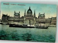 Budapest Foto AK Parlament Dampfschiff