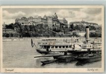 Budapest 1928 Foto AK Burg Dampfschiff