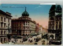Budapest 1916 Foto AK Straße Litfaßsäule Rakoczi Straße