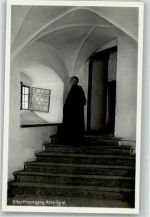 82488 W8107 Ettal Foto AK Kirche Abtei Kreuzgang
