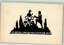 Scherenschnitt Sah ein Knab ein Röslein stehn Hess. Heimat Verlag Schwindt, A. Künstlerkarte