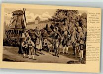 O1510 Potsdam Der preußische König mit dem Windmühlen-Besitzer von Sanssouci Adel Friedrich der Große Künstlerkarte