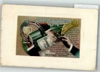 Champagnerflasche Hufeisen Männer reichen sich die Hand Sekt 1916