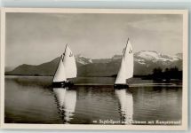 Segelsport am Chiemsee m. Kampenwand Segelboot Foto AK
