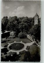 88400 W7950 Biberach an der Riß Foto AK Blumenanlagen am Gigelberg mit Weißem Turm