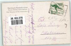W8100 Garmisch-Partenkirchen Olympia Bobbahn Krähennestkurve Bahnpost Stuttgart München Zug 13 9.2. Bob Gebrauchsspuren