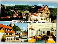 91344 W8551 Streitberg , Oberfr Foto AK Hotel Gasthaus Schwarzer Adler Panorama des Ortes