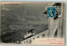 65100 Lourdes Foto AK Bergbahn du Grand Jer Briefmarke Bildseite