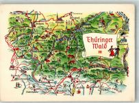 98724 O6426 Lauscha Künstlerkarte Thüringer Wald Umgebung Karte Tracht Kirche