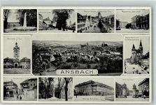 91522 W8800 Ansbach , Mittelfr - Herrieder Tor Königl. Schloß Oberer Markt St. Johanniskirche