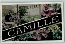 Bonne Fete Name: Camille handcoloriert AK Name auf AK Fotomontage AK