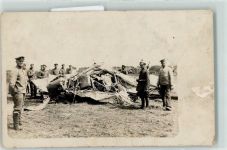 Absturz einer feindlichen Maschine Flugzeuge WK I Privatfoto AK